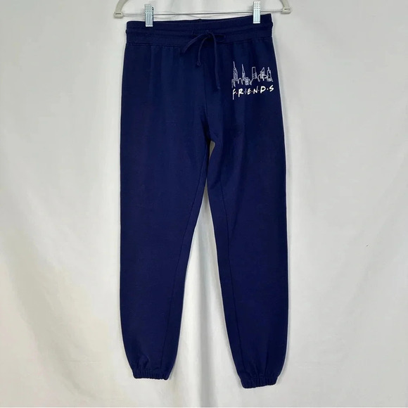 Friends The Television Series Blue Joggers Sweatpants Womens Size XS Drawstring - Picture 1 of 12